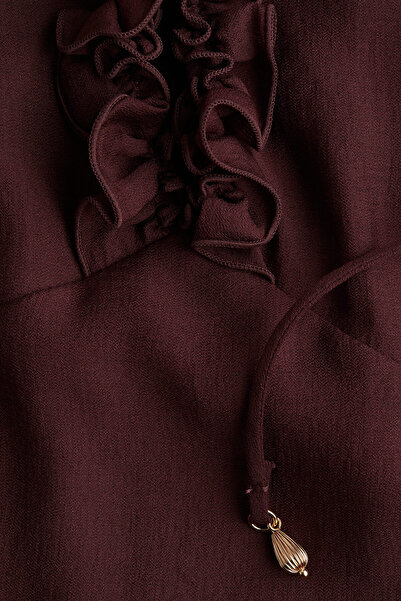 H&M Fırfırlı Maksi Elbise