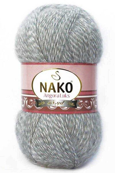 NAKO 5 Τεμάχια Angora Λuxury Χειροποίητο Νήμα Πλέξης 21422 Γαλαξιακό Γκρι Muline
