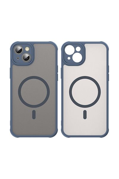 SKYDDAR INNOVATION Carcasă pentru iPhone 14, HaloFrost MagSafe II, rezistentă la șocuri, set de autocolante, albastru marin