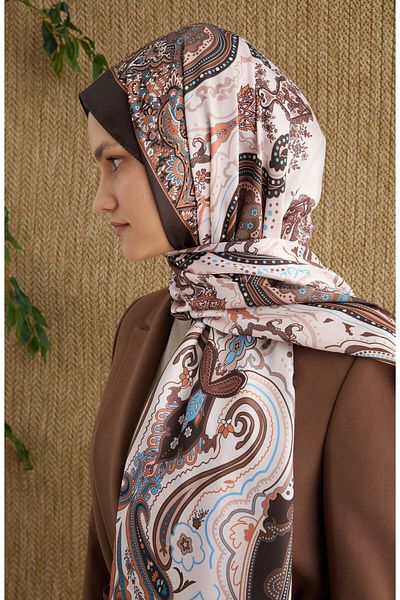 Fatma Atasoy Zenia Brown Voile Yarn Shawl