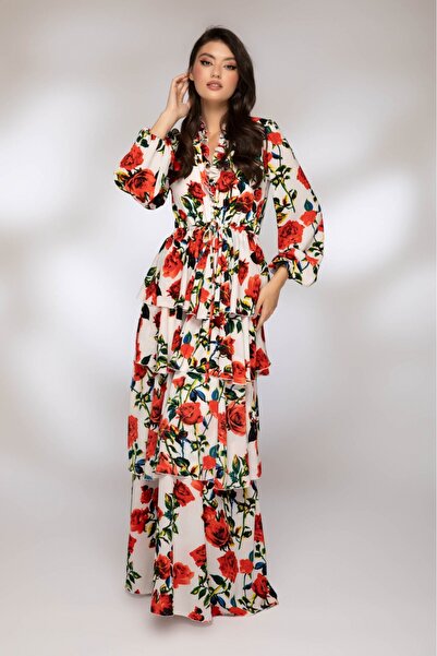 Atmosphere Fashion Rochie lungă din voal cu imprimeu floral