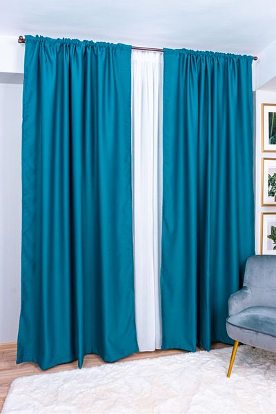 Harnicuta Set of 2 Elegant Turquoise Blackout Curtains 2 X L 150cm X H 220cm With Rejansa, Botd001_plc_2x150x220