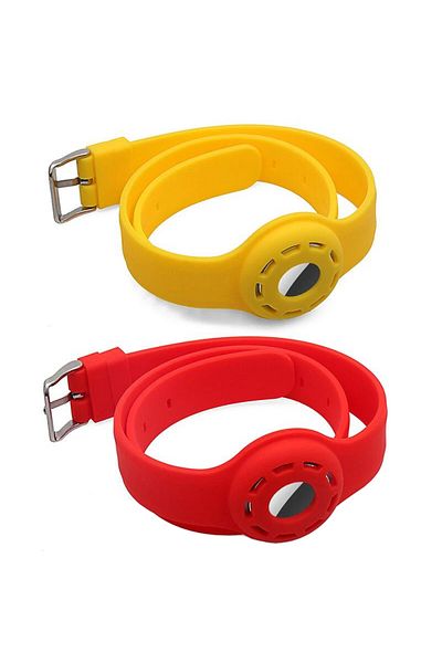 REDz Accessories Sports Collar with Airtag Holder, Anti-Lost, Adjustable, Silicone, Red