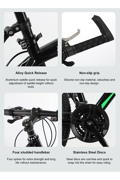 KidLe Mountain Bike 22 Inch, with Adjustable Seat Dual Disc Brake Road Bicycle for Kids(Green-22 inch)