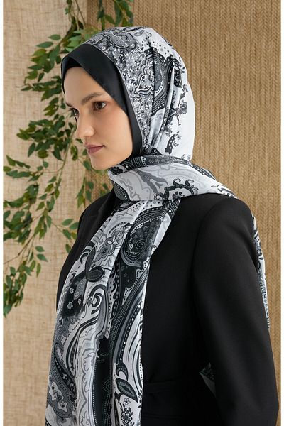 Fatma Atasoy Zenia Ecru Voile Silk Shawl