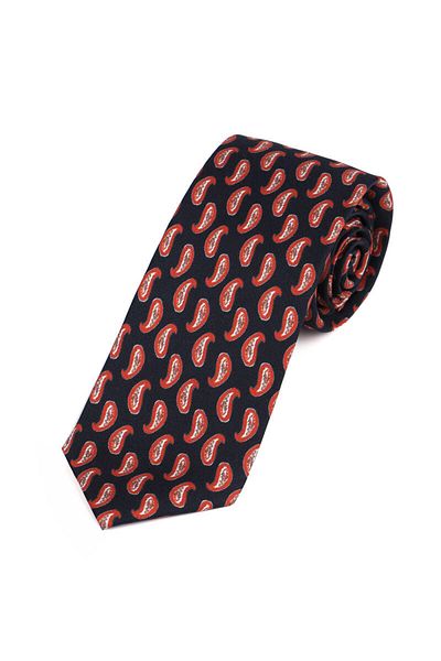 Bursa İpek Navy Blue Patterned Silk Tie Set