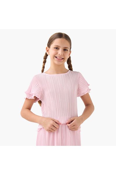 Juniors Textured Top and Pant Set