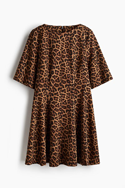 H&M Beli Belirgin Kesimli Gabardin Elbise