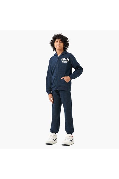 Juniors Typographic Print Hooded Sweatshirt and Joggers Set