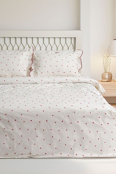 Nazik Home Tiamo 100% Cotton Double Heart 4 Piece Duvet Cover Set
