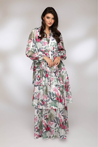 Atmosphere Fashion Rochie lungă din voal cu imprimeu floral