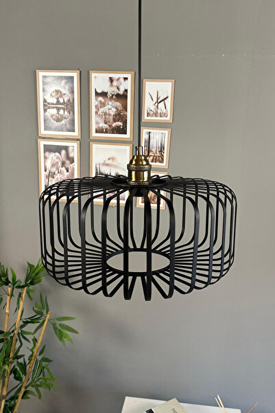 Bamyum Sante Siyah Sarkıt Avize Lale Başlık İç Mekan Aydınlatma Dekoratif Mut...