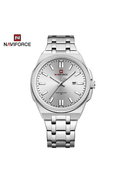 Naviforce Men's Stainless Steel Watch – 42mm Dial, Date Display, Water Resistant Design