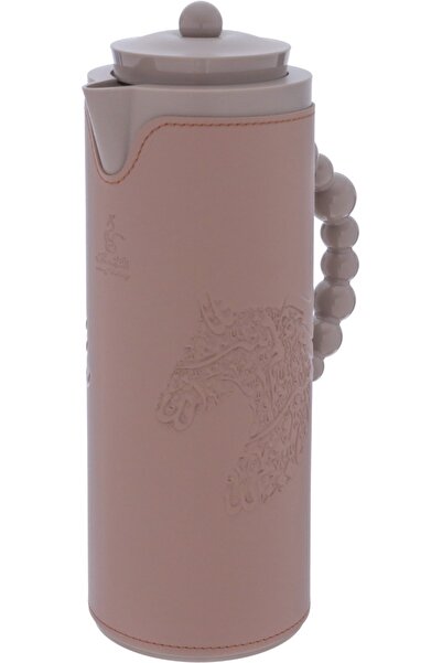 Alsaif Gallery Royal 7T Thermos from Saif Gallery, 1 liter, leather cover, horse print, glass inner holder, plastic
