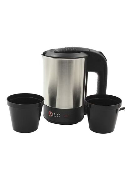 DLC Electric Kettle – 500ml, Compact Countertop Kettle in Silver/Black, Fast Boil