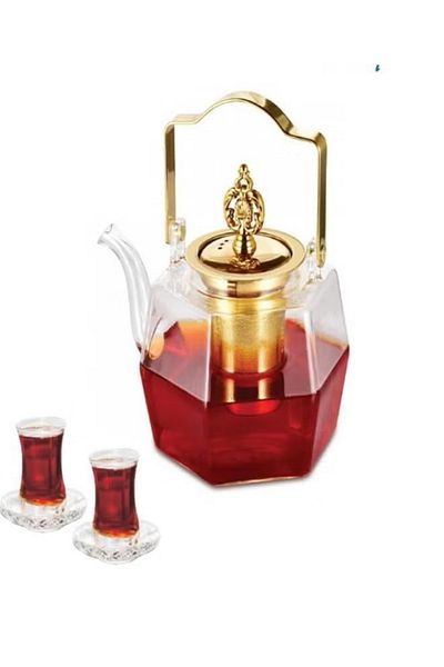 DLS DLC-Heat Resistant Glass Teapot Set Clear 1300ML