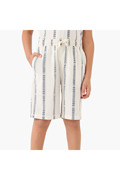 Juniors Textured Shirt And Pyjama Shorts Set