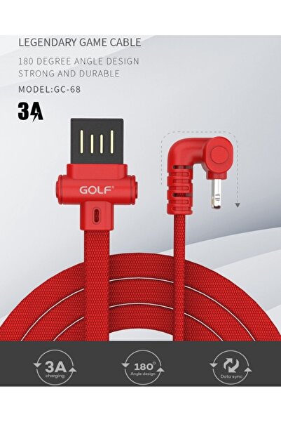 Golf GC-68M USB 1m 3A Fast Charging U Shape Red