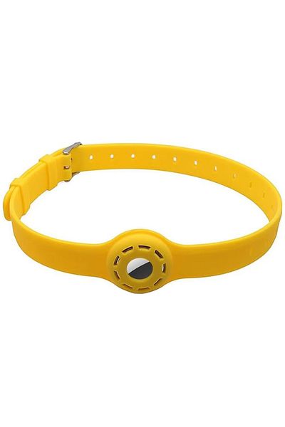 REDz Accessories Sports Collar with Airtag Holder, Anti-Lost, Adjustable, Silicone, Yellow