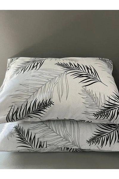 mihriban 2-Piece Feather Patterned Pillow Case Gray 50X70 cm