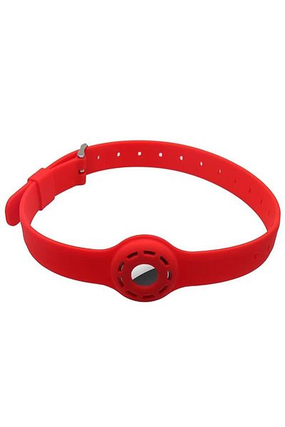 REDz Accessories Sports Collar with Airtag Holder, Anti-Lost, Adjustable, Silicone, Red