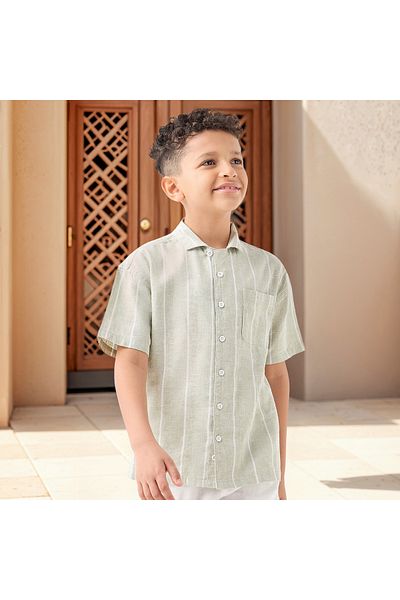 Juniors Striped Shirt and Solid Shorts Set
