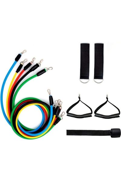 Hubstein 11 Piece Latex Resistance Band Set Behind Door Resistance Band