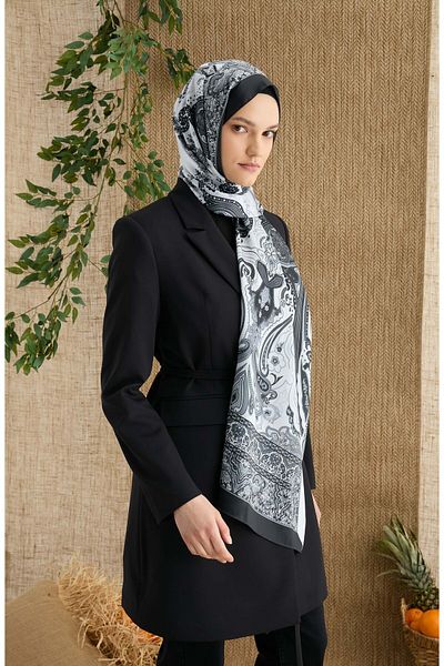 Fatma Atasoy Zenia Ecru Voile Silk Shawl