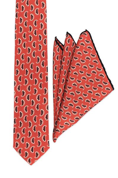 Bursa İpek Burgundy Patterned Silk Tie Set