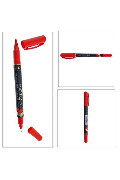 OEM Red permanent marker with 2 tips, 0.5mm and 1mm, for various surfaces