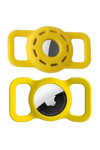 REDz Accessories Airtag Holder, Attach to Collar or Backpack, Silicone, Yellow