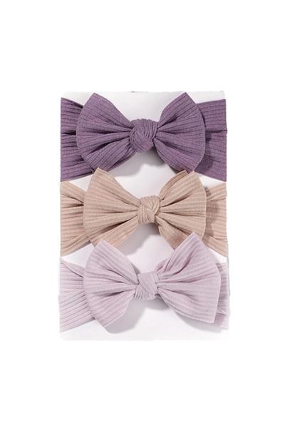 KERNOWSUN Set 3 Bentita elastica pentru copii, KENROWSUN®, cu fundita, bebe 0-9 luni, Multicolor
