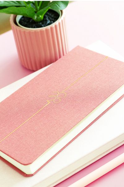 Matt Notebook Εβδομαδιαία λινό τσέπη Ατζέντα 2026 Έτος 12 μηνών Ροζ