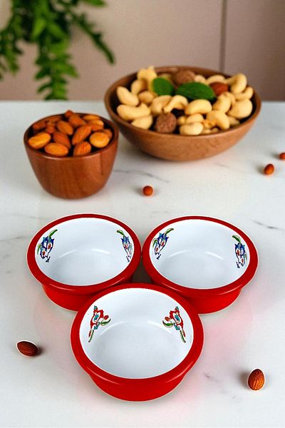 İnci Emaye 3 Piece 10cm Enamel Vertical Plate Set, Breakfast Plate, Jam Bowl, Olive, Cheese Plate, Dowry, Gift