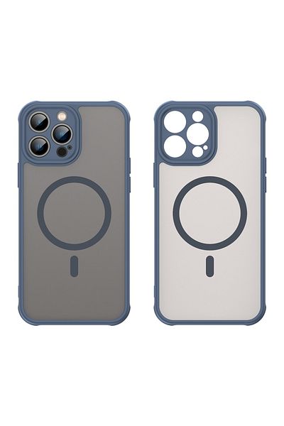 SKYDDAR INNOVATION Husă pentru iPhone 13 Pro Max, HaloFrost MagSafe II, antișoc, set de autocolante, albastru marin