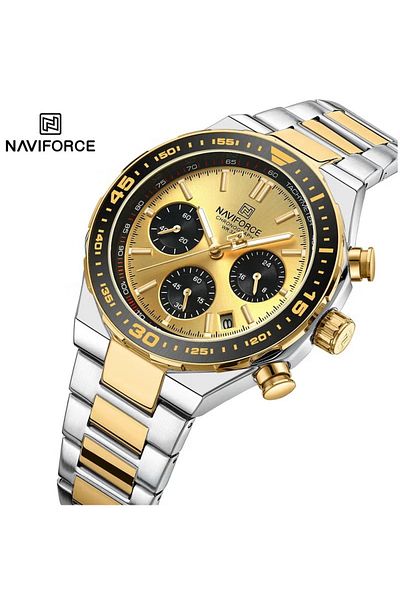 Naviforce Luxury Stainless Steel Chronograph Watch for Men with Multifunctional Dial and Water Resistant Desig