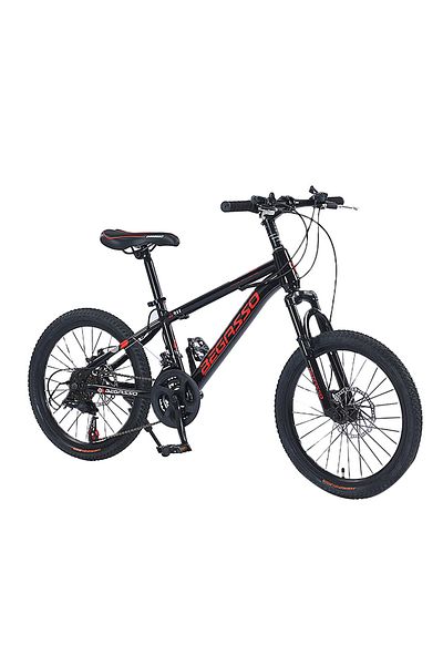 KidLe 22 Inch Mountain Bike, Dual Disc Brake Bicycle for Kids, with Adjustable Seat (Red-22 inch)