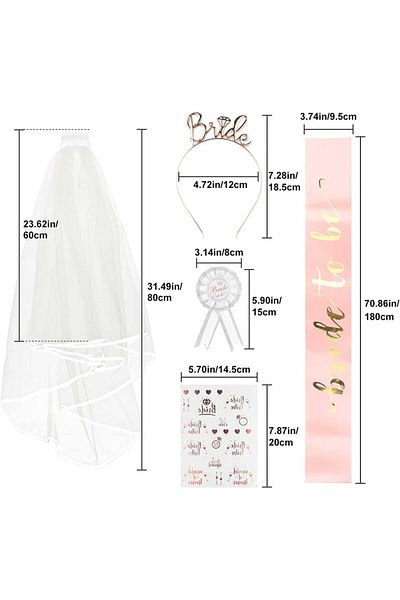 Elezenioc Wedding Accessory Set, 5 Pieces, Textile/metal, Multicolor, 80 Cm / 180 Cm / 18.5 Cm