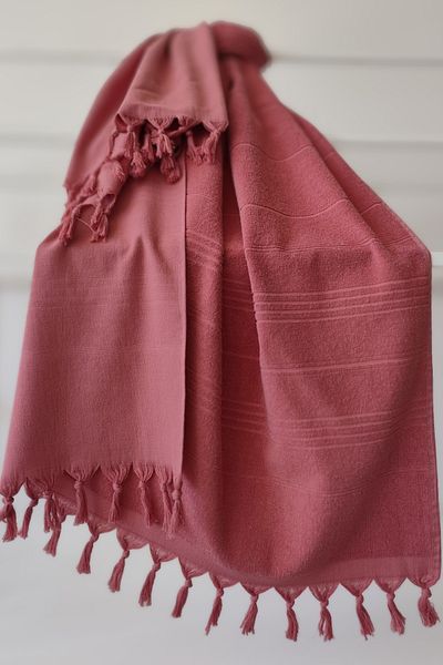 Sevim 100% Cotton Towel Peshtemal 90X170Cm - Beach & Pool Towel - Rose