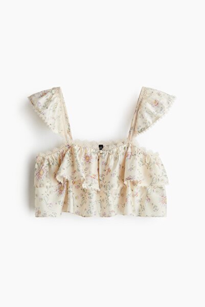 H&M Dantel Şeritli Kısa Üst