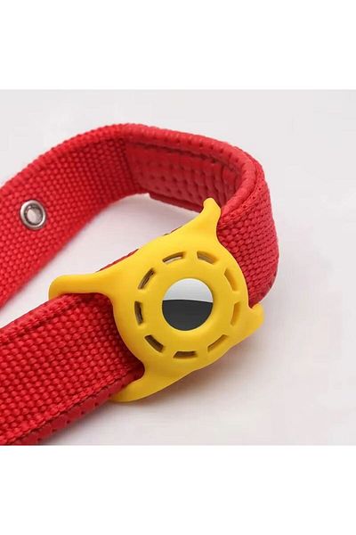 REDz Accessories Airtag Holder, Attach to Collar or Backpack, Silicone, Yellow
