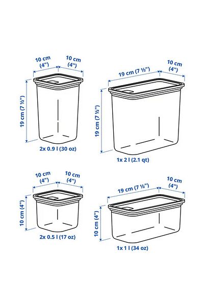IKEA Dry food jar with lid, set of 6, transparent