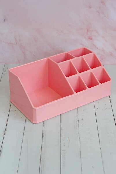 VİALEX منظم مكياج مكون من 9 أقسام منظم منتجات التجميل وأحمر الشفاه - وردي