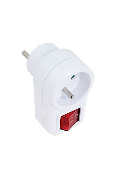 OEM Single-port power adapter with integrated switch, 3680W, 16A, dimensions 85 x 74 x 50 mm