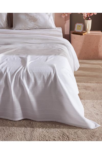 Madame Coco Mathilda Single 100% Cotton Karde Plain Pique Set - White