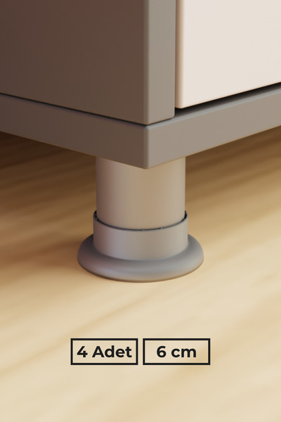 wooden lane studio Krom Gri 6 cm 4’lü Mobilya Koltuk Baza Masa Ofis Dolap Aya...