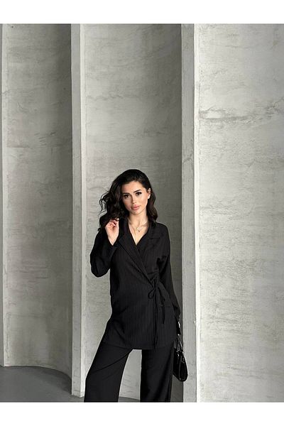 MODAMOR Kruvaze Yandan Tie-Up Jacket Suit
