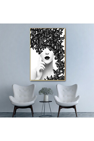 Marktna لوحة قماشية بتصميم مودرن مع برواز فضي مجوف