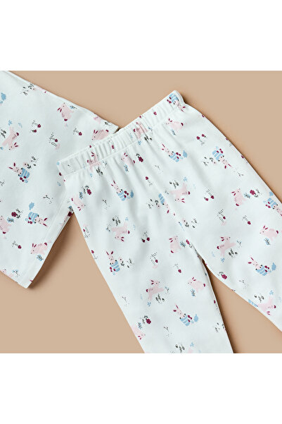 Juniors All-Over Bunny Print T-shirt and Pyjama Set