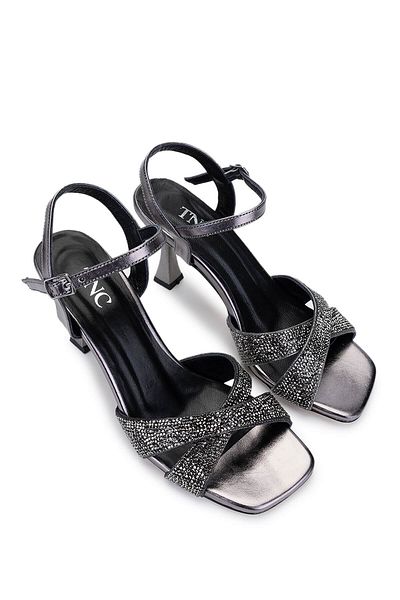 Tamer Tanca Women's Genuine Leather Metallic Heeled Shoes